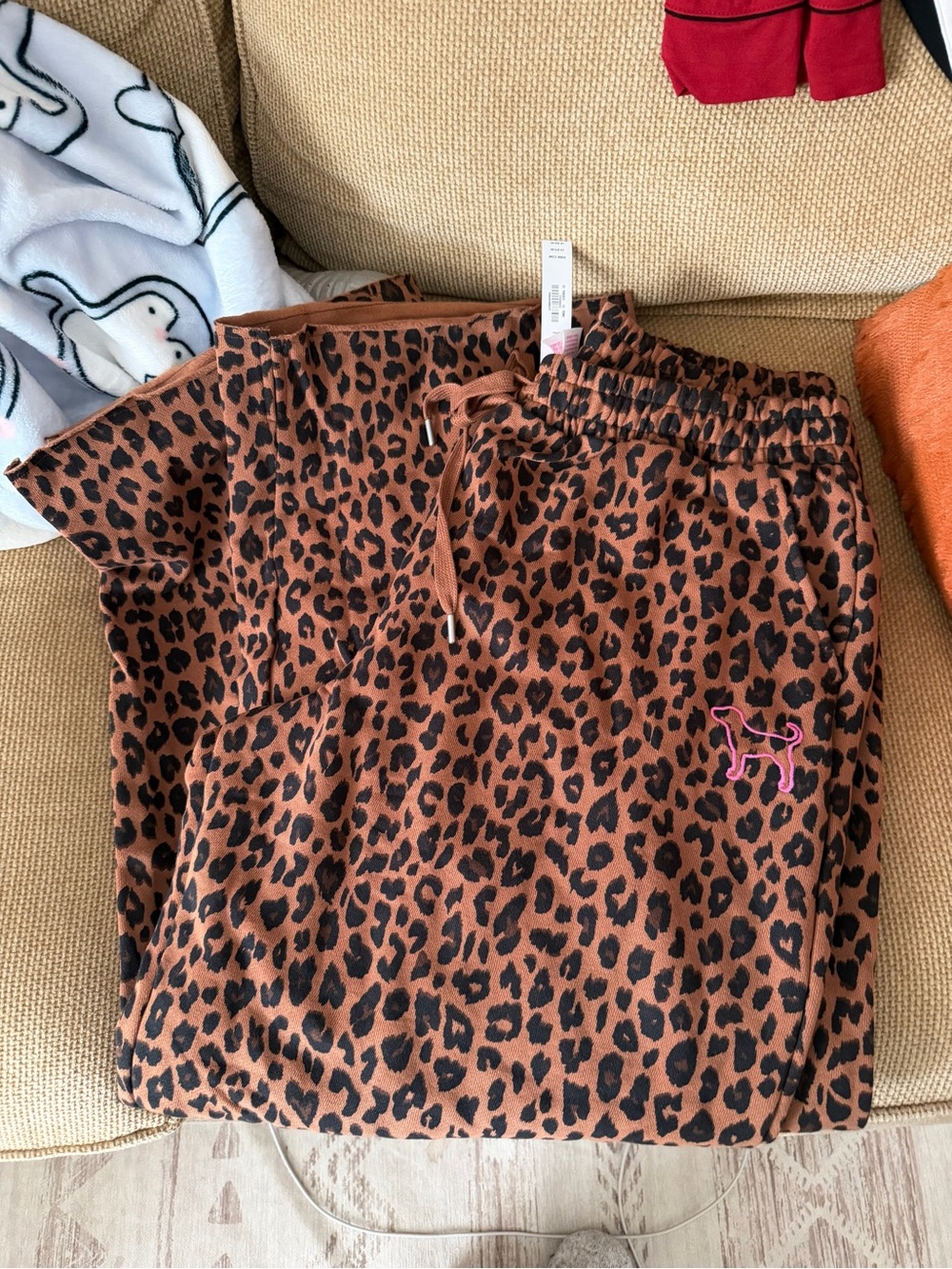 Victoria Secret/Pink Leopard Print Wide Leg Pants Size XL NWT